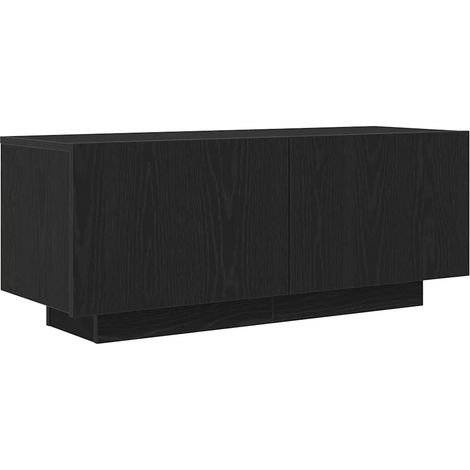 Meuble TV noir moderne épuré rangement pratique 100 x 35 x 40 cm en bois d'ingénierie noir (1/5)