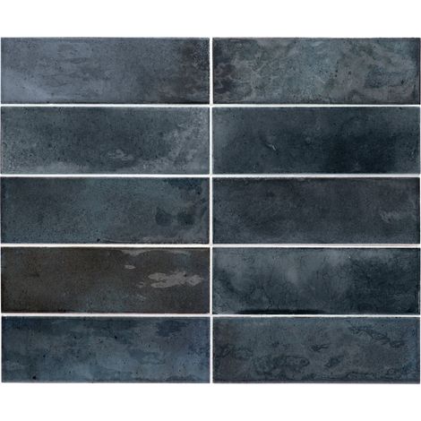 Carrelage mural faïence effet rustique THANGLONG 20x6.5cm Blue night - Brillant - boîte de 0.50 m2 20x6.5 cm Blue night - Brillant / Poli - boîte de