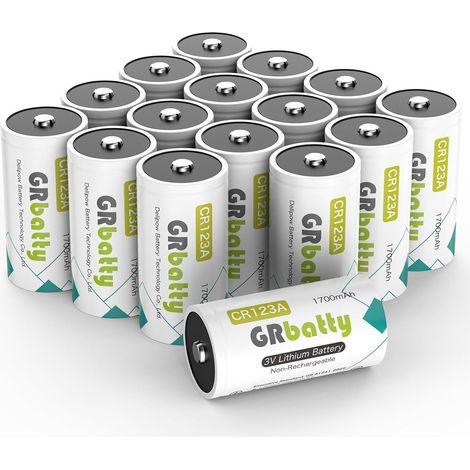 16 Piles CR123A Lithium 3V, 1700mAh, Non Rechargeables Haute capacité, Piles CR123A 3V CR17345 pour détecteurs de mouvement, capteurs d’ouverture porte fenêtre (1/5)