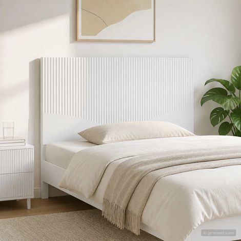 vidaXL Wall-Mounted Headboard HOORN White Engineered Wood (1/5)