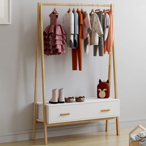 LEON 130 cm Tipi portabebés con 1 puerta blanco y madera