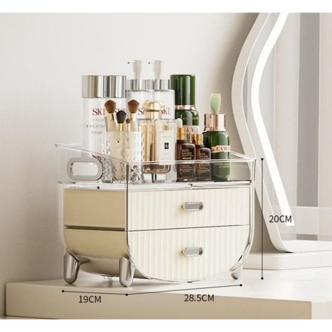 Boîte De Rangement - Tiroirs - 28,5x19x20 Cm - PET - Blanc - 1 Pièce (1/3)