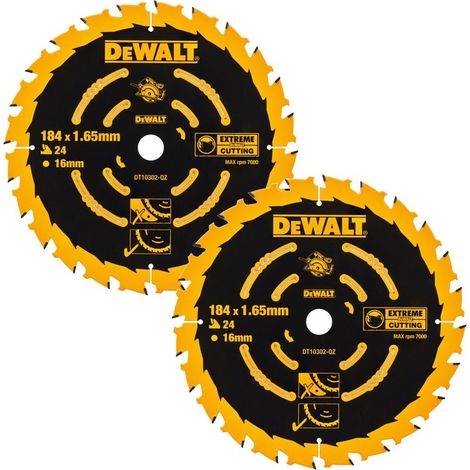 Dewalt DT10303 2 x Circular Saw Blades 184 x 16 x 40T Extreme Framing DWE560 (1/4)