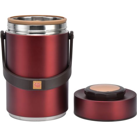 Isolierte Lunchboxen aus Edelstahl 304, doppelt vakuumisoliert, 2300 ml Fassungsvermögen, 3-lagig, ideal für die Arbeit (Rot) (1/5)
