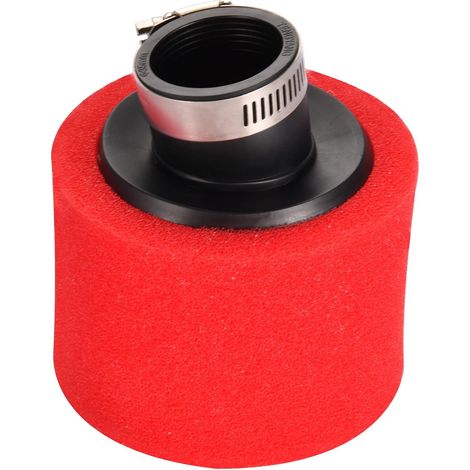 Filtro de aire de 35 mm con doble esponja de espuma de limpieza, color rojo Bauvel, boca angular, repuesto para motocicletas, karts, ATV, quads y motos de carreras de 50 cc, 70 cc, 90 cc, 110 cc y 125 (1/5)