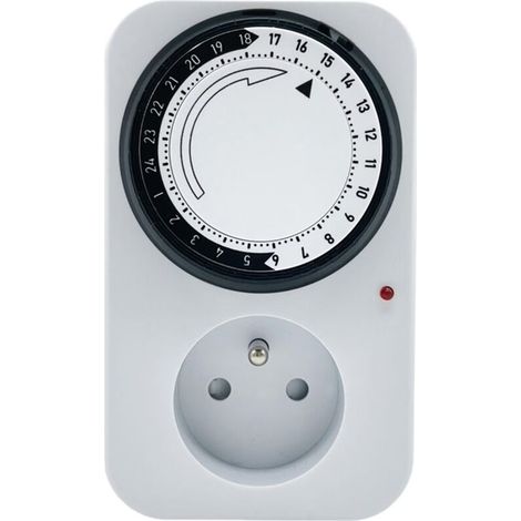 Minuteur mécanique journalier d'intérieur IP20, analogique, blanc, réglable par intervalles de 15 minutes. (1/5)
