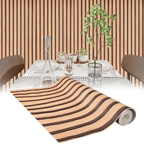 Papier Peint Autocollant Bois Panneaux 3D Motif Marron Naturel Vinyle Salon Chambre (1/5)