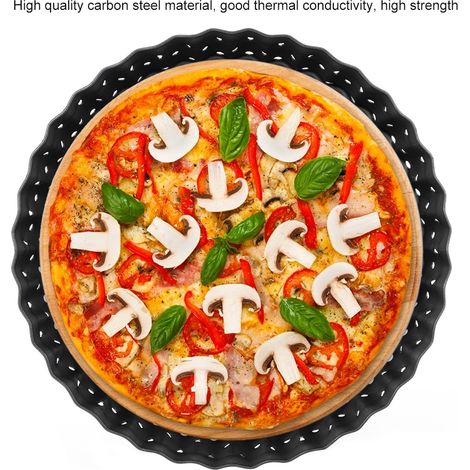 Antihaftbeschichtete Pizzapfanne aus Kohlenstoffstahl - Ofen- und Küchenutensil (23 cm) (1/5)