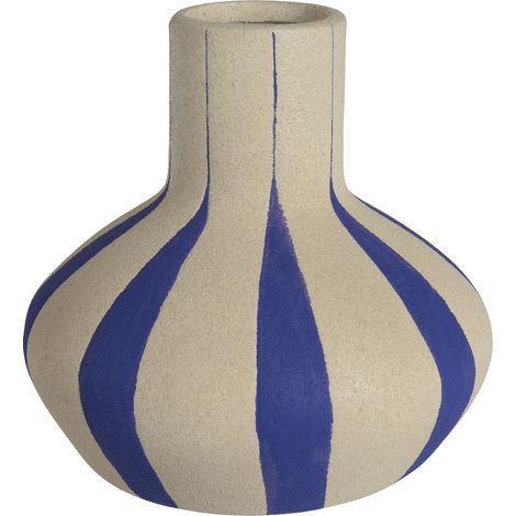 VASO STRIPE D.16XH16CM BLU / BIANCO SPORCO.