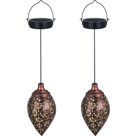 Lanterne Solaire Exterieur Jardin 2 Pièces Lanterne Exterieur Solaire , IP44 Étanche Métal Lanternes D'extérieur Lampe Solaire pour Jardin Patio Balcon Camping (1/5)