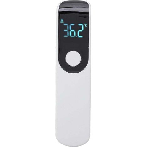 Tragbares, kontaktloses Infrarot-Thermometer, digitales Stirnthermometer für Hotels und Zuhause. Weißes Design, einfach zu bedienen und zuverlässig. (1/5)