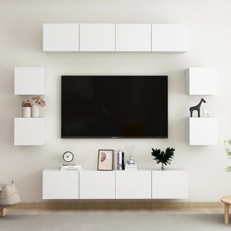 Ensemble de meubles TV 8 pcs-Banc TV-Meuble Télé Blanc Bois d'ingénierie 510242 (1/5)