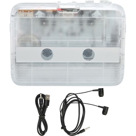 TON007B Bluetooth-Kassettenspieler mit automatischer Umkehrfunktion und Kopfhöreranschluss, weißer Stereo-Player