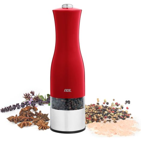 Moulin Poivre/Sel elektrisch - ADE - KÜCHENGERÄTE - Edelstahl/Kunststoff - H 22,5 cm - Inklusive 6 AAA-Batterien - Rot