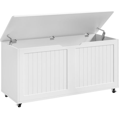 Woltu – Banc de rangement à roulettes 100 x 40 x 50,5 cm – Capacité 200 L – Panneau de particules blanc – 136 kg de charge (1/5)
