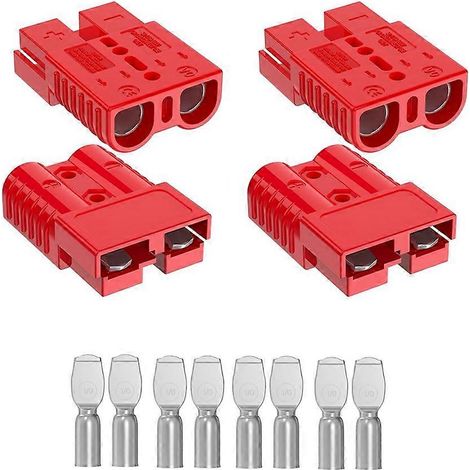 Anderson 175A 600V Schnellanschluss-/Trennstecker für Batterien, kompatibel mit 1/0-4 AWG Kabeln, für Winde und Anhänger (rot, 4er-Pack). (1/5)