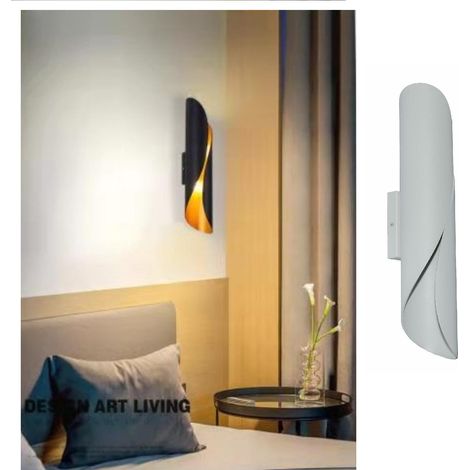 Applique LED G9 lampada parete moderna doppio fascio camera salone nero bianco Bianco (1/5)