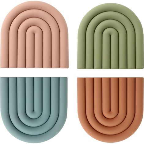 Sottobicchieri per piatti caldi, sottobicchieri in silicone colorati, presine resistenti al calore, sottobicchieri antiscivolo multifunzionali per pentole da cucina (1/5)