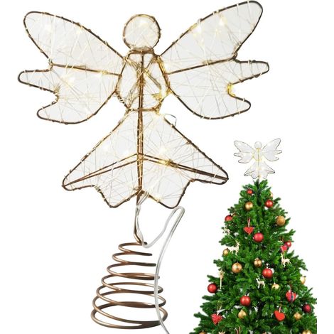 De Sapin De Noël Lumineux Décoration Cime Style Ferme Noël À Piles Décorations Ange Style Campagne À piles pour fête mariage festival ferme intérieur extérieur salon commercial chambre jardin (1/5)