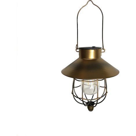 [JAMAIS UTILISÉ] Lanterne solaire d'extérieur vintage en métal, lampe de jardin solaire avec lumières LED chaudes pour jardin, cour, patio, décoration d'arbre, éclairage solaire, bronze (1/5)