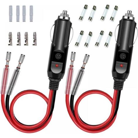 12V24V Car Cigarette Lighter Socket Cable Bullet Terminal Wire Cigarette Lighter Air Pump Extension Wire Cigarette Lighter,15cm (1/5)