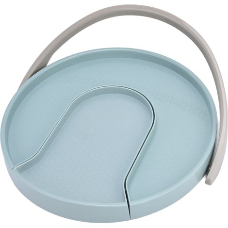 Lot tournant double couche pour canettes et boissons, support de rangement multifonction pour épices en cuisine, tiroir coulissant bleu (1/5)