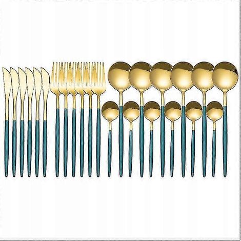 Ensemble de 24 couverts (cuillère, fourchette, couteau) en acier inoxydable (taille : e) (1/5)