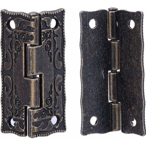 Ensemble de 10 mini charnières vintage et vis pour portes, placards, tiroirs et boîtes à bijoux (1/5)