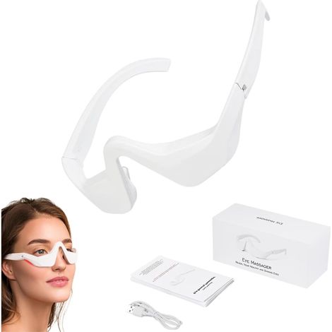 Lunettes de massage facial à lumière rouge avec thérapie par la lumière rouge pour le contour des yeux, atténuant les cernes, les gonflements et les rides