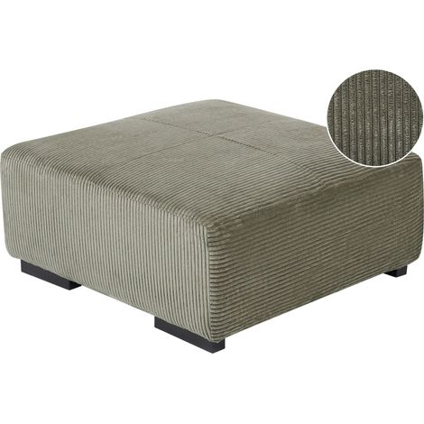 Ottomana moderna quadrata in velluto a coste verde 80 x 80 x 35 cm Lungo