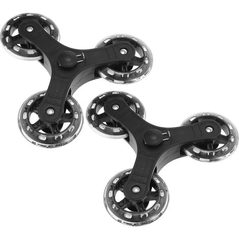 Lot de 2 roulettes Triangulaires pour Chariot Courses Noire Petite Taille, Accessoires de Remplacement pour Roues Monte-escalier, Rotation Fluide et Stabilité Renforcée (1/5)