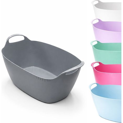 JARDIN202 - Cesto para Ropa Sucia 32L con Asas Integradas, Cubo de Colada Compacto para Baño y Dormitorio, Organizador de Ropa Ligero  32 litros (Gris)