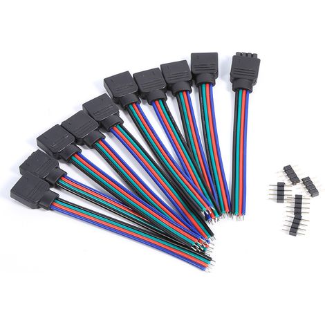 10Connecteurs filaires 4 broches mâle femelle 10 pièces pour bande LED SMD 3528 5050
