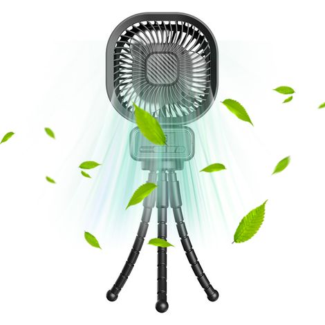 Kinderwagenventilator mit flexiblem Stativclip, LED-Anzeige, 5000-mAh-Akku, Nachtlicht, 3 Geschwindigkeitsstufen, wiederaufladbarer Handventilator für Autositz, Kinderbett und Laufband