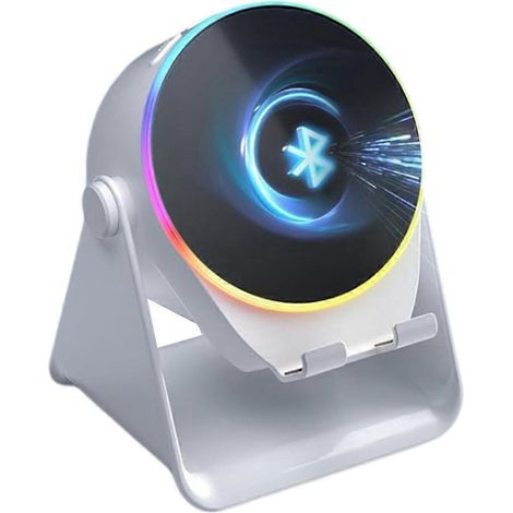 Enceinte à induction sans fil, support pour téléphone portable avec haut-parleur Bluetooth, son stéréo, lumière d'ambiance RGB, support pour smartphone A (1/5)