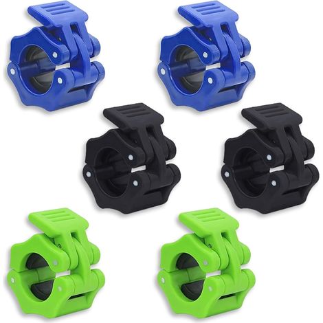 Lot de 6 Collier Bague de Serrage Haltères de 30 mm - Verrouillage Rapide pour haltères - pour entraînement, haltérophilie, Fitness - Noir, Bleu, Vert (1/5)