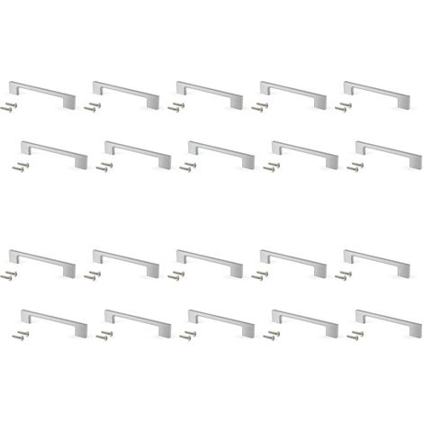 Emuca Set mit 20 Montreal-Möbelgriffen, L 160 mm, 128 mm Achsabstand, Zamak, satiniertes Nickel (1/5)