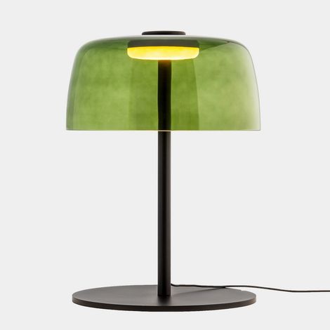 LEDS C4 Levels Lampe de table LED intégrée à dôme unique de 32 cm, noire et verte, 14,7 W, température de couleur 2700-3000-4000 K, gradation à 3 niveaux (1/3)