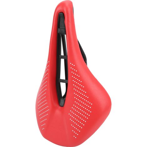 Bequemer und atmungsaktiver Gel-Fahrradsattelbezug, Mountainbike-Sattelkissen, rot mit weißen Punkten (1/5)