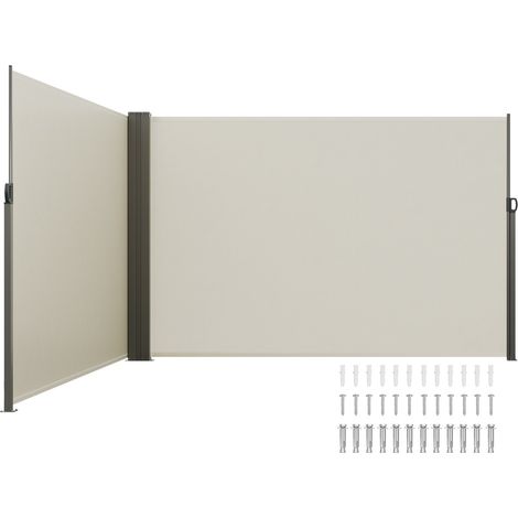 Auvent Latéral Rétractable 200x600 cm Paravent Extérieur Imperméable Brise-Vue Tissu en Polyester 180 g/m² Pare-vent Écran de Séparation Résistant aux UV 30+ pour Jardin, Balcon, Terrasse, Beige (1/5)