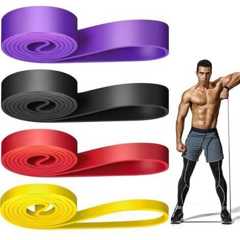 BUNTHAUS Bande Elastique Musculation (Lot de 4), 4 Niveaux de Résistance Élastique Musculation, Bandes de Résistance Élastique pour Sport, Pilates, Yoga, Musculation, Homme & Femme (1/3)
