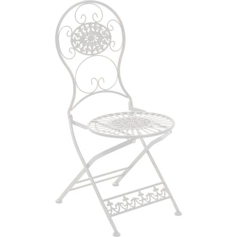 Silla de jardín balcón terraza diseño rústico plegable en metal blanco 100004000 (1/5)