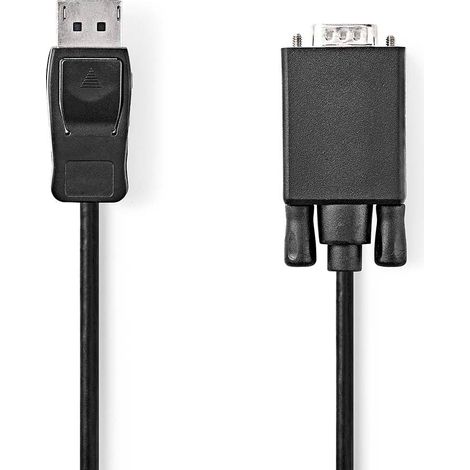 Cable vga displayport macho vga macho niquelado resolucion maxima 1080p 200 metros redondo pvc negro caja
