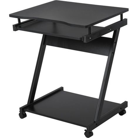 TAVOLO SCRIVANIA PORTA PC PIANO TASTIERA A SCOMPARSA E 4 RUOTE. NERO