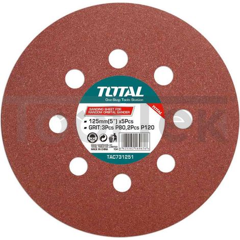 SET DISCHI ABRASIVI 5pz LEVIGATRICE ROTORBITALE 125mm P80/120 TOTAL