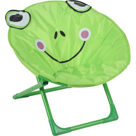 Relaxdays Moonchair Kinder – Frosch-Design, faltbar – Maße: 47 x 50 x 48 cm (HxBxT) – Kindersessel für drinnen & draußen – Grün (1/5)