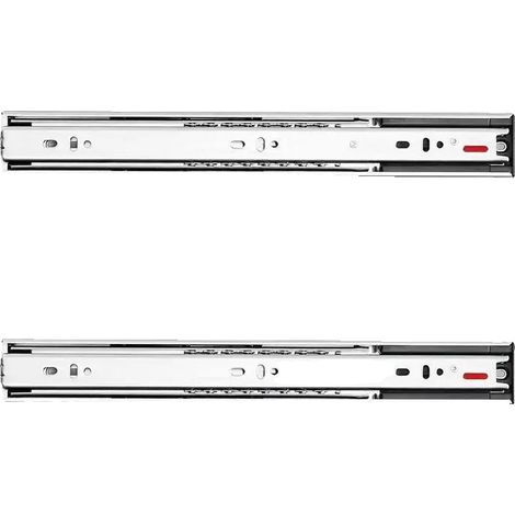 Guías para cajones, mecanismo de rodamientos de bolas, extensión total, color plata. (1/2)