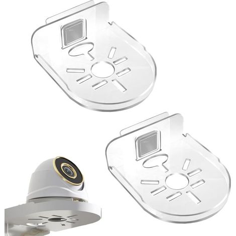 Lot de 2 supports muraux transparents pour appareil photo, plateau de support autocollant, support sans perforation, étagère de caméra de sécurité pour la maison, le bureau, le garage (1/5)
