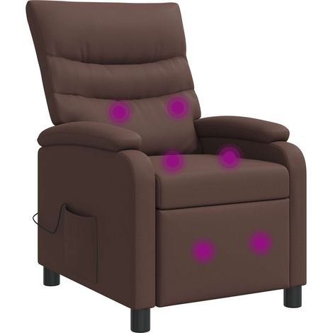 Massage Recliner Brown Faux Leather vidaXL (1/5)