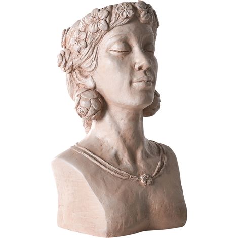Maceta decorativa con forma de busto femenino tiesto 30 x 18 x 52 cm escultural jardín interior exterior beige Mirto (1/5)